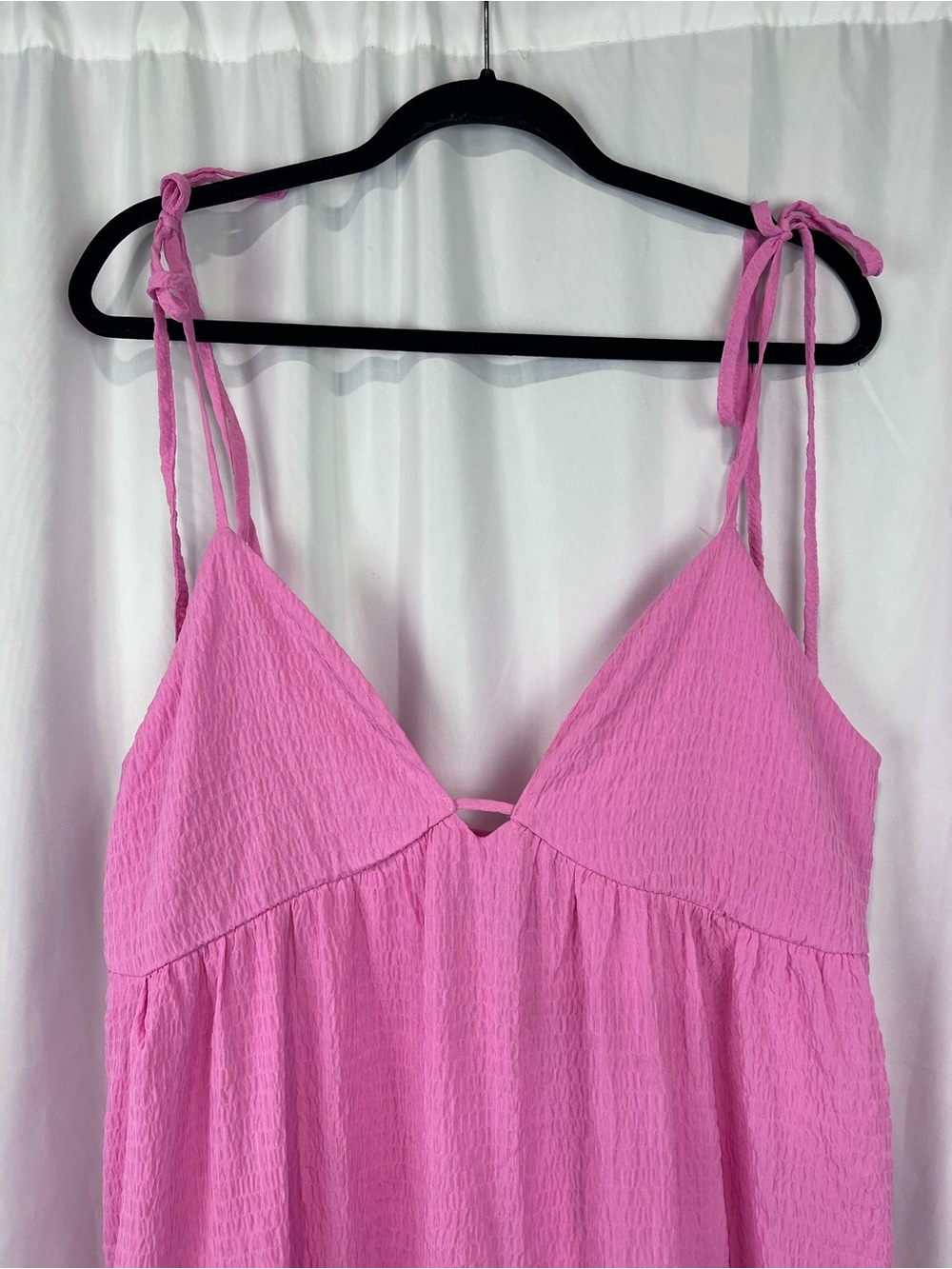 Lulu's Let the Sun Beam Pink Tie-Straps Tiered Midi Dress With Pockets - Picture 7 of 13